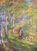 Pierre-Auguste Renoir Jules le Coeur et ses chiens dans la foret de Fontainebleau France oil painting artist